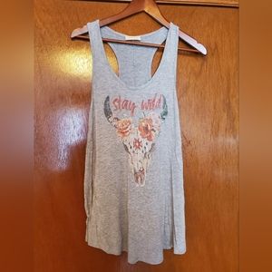 Bull skull roses tank